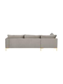 Samt-Ecksofa Luna mit Metall-Füßen, Bezug: Samt (Polyester) Der hoch, Gestell: Massives Buchenholz, Füße: Metall, galvanisiert, Samt Beige, B 280 x T 184 cm, Eckteil links
