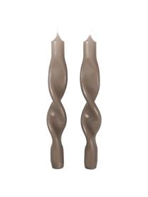 Chandelle Twist, 2 pièces, Cire, Gris, Ø 2 x haut. 23 cm