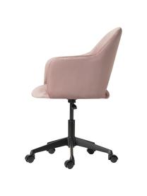 Fluwelen bureaustoel Rachel met armleuningen, in hoogte verstelbaar, Bekleding: fluweel (hoogwaardig poly, Poten: gepoedercoat metaal, Fluweel Roze, B 65 x D 68 cm