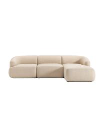 Divano angolare componibile Sofia, Rivestimento: Teddy (100% polipropilene, Struttura: abete rosso, truciolare, , Tessuto beige chiaro, Larg. 272 x Prof. 160 cm, chaise-longue a destra