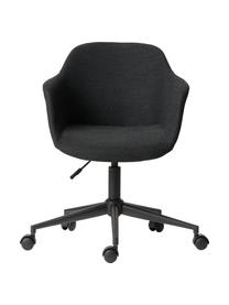 Tapicerowane krzesło biurowe Fiji, Tapicerka: 100% poliester Dzięki tka, Stelaż: metal malowany proszkowo, Czarna tkanina, S 66 x G 66 cm