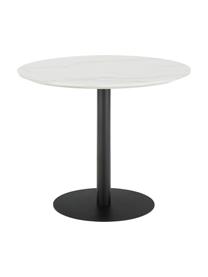 Table ronde aspect marbre Karla, Ø 90 cm, Blanc marbré, noir, Ø 90 x haut. 75 cm