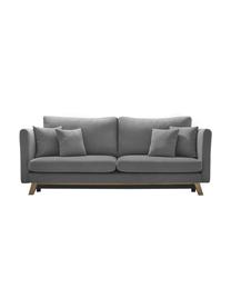 Sofá cama Triplo (3 plazas), con espacio de almacenamiento, Tapizado: 100% poliéster con tacto , Patas: metal pintado, Estructura: madera maciza, aglomerado, Tejido gris, An 216 x F 105 cm