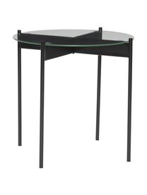 Tavolino rotondo in metallo nero con piano in vetro Beam, Struttura: metallo rivestito, Nero, trasparente, Ø 45 x Alt. 42 cm