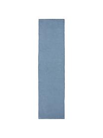 Linnen tafelloper Kennedy in blauw met bies, 100% gewassen linnen, Europees Vlas gecertificeerd, Blauw, B 40 x L 150 cm