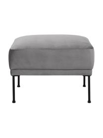 Voetenbank Fluente van fluweel met metalen poten, Bekleding: fluweel (hoogwaardig poly, Frame: massief grenenhout, FSC-g, Poten: gelakt metaal, Fluweel lichtgrijs, B 62 x H 46 cm