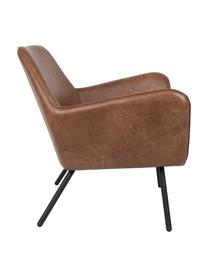 Fotel wypoczynkowy ze sztucznej skóry w stylu industrial Bon, Tapicerka: sztuczna skóra (64% poliu, Nogi: metal lakierowany, Brązowa sztuczna skóra, S 80 x G 76 cm