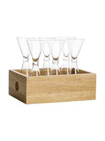 Mundgeblasene Schnapsgläser Semon mit Holzbox, 6 Stück, Mundgeblasenes Glas, Eichenholz, Transparent, Eichenholz, Ø 4 x H 12 cm, 20 / 40 ml