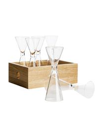 Set bicchieri liquore in vetro soffiato Semon 7 pz, Vetro soffiato, legno di quercia, Trasparente, legno di quercia, Ø 4 x Alt. 12 cm, 20/40 ml