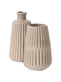 Vasen-Set Esko mit Rillenrelief, 2-tlg., Porzellan, Beige, Set mit verschiedenen Größen