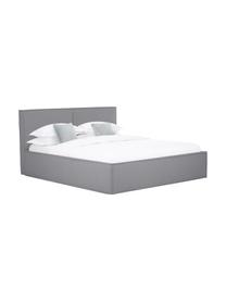 Cama tapizada Dream, Tapizado: poliéster (texturizado) A, Estructura: madera de pino maciza con, Tejido gris oscuro, An 200 x L 200 cm