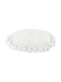 Dekorativní polštář s bambulemi Deva, s výplní, Bílá, Ø 40 cm