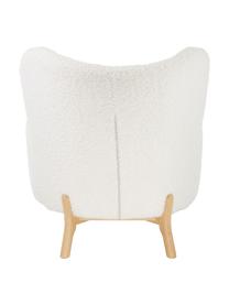 Teddy fauteuil Kalia in crèmewit, Bekleding: teddyvacht (100% polyeste, Poten: beukenhout, Frame: metaal, Teddyvacht crèmewit, 78 x 80 cm