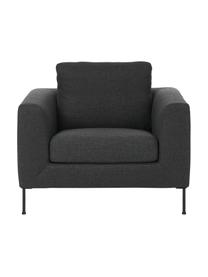 Fotel z metalowymi nogami Cucita, Tapicerka: tkanina (100% poliester) , Stelaż: lite drewno sosnowe z cer, Nogi: metal lakierowany, Antracytowa tkanina, S 98 x G 94 cm