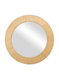 Runder Wandspiegel Solair mit Bambusrahmen, Rahmen: Bambus, Spiegelfläche: Spiegelglas, Beige, Ø 60 x T 2 cm