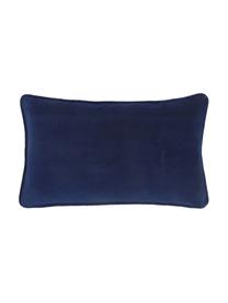 Effen fluwelen kussenhoes Dana in marineblauw, 100% katoenfluweel, Marineblauw, B 30 x L 50 cm