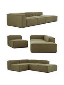 Méridienne modulable XL Lennon, Tissu vert, larg. 357 x prof. 119 cm, dossier à droite