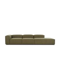 Méridienne modulable XL Lennon, Tissu vert, larg. 357 x prof. 119 cm, dossier à droite