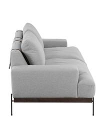 Bank Brooks (3-zits) met metalen poten, Bekleding: polyester De bekleding is, Frame: massief grenenhout, FSC-g, Lijst: gelakt grenenhout, FSC-ge, Poten: gepoedercoat metaal, Geweven stof grijs, B 230 x D 98 cm