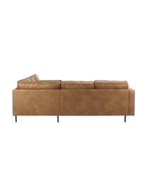 Sofa narożna ze skóry z recyklingu Hunter, Tapicerka: 70% skóra z recyklingu, 3, Stelaż: lite drewno sosnowe z cer, Nogi: metal malowany proszkowo, Brązowa skóra, S 235 x G 235 cm