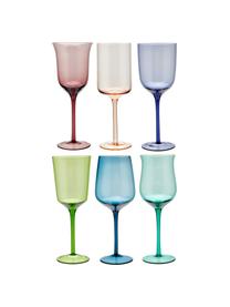 Ručne fúkaný pohár na víno v rôznych farbách a tvaroch Diseguale, 6 ks, Fúkané sklo, Viac farieb, Ø 7 x V 24 cm, 250 ml