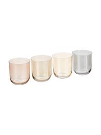 Handbemalte Wassergläser Polka, 4er-Set, Glas, Gelbtöne, Grau, Ø 9 x H 9 cm, 420 ml