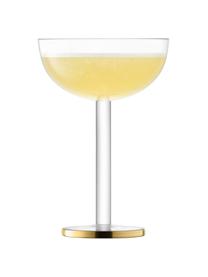 Mundgeblasene Champagnerschalen Luca, 2 Stück, Glas, Transparent mit Goldrand, Ø 11 x H 15 cm, 200 ml