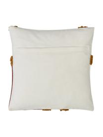 Copricuscino in cotone ricamato con struttura rialzata Reza, Rivestimento: 100% cotone, Ornamento: 100% acrilico, Rosa, giallo ocra, bianco crema, Larg. 45 x Lung. 45 cm