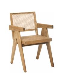 Chaise à accoudoirs en cannage Sissi, Bois clair, larg. 52 x prof. 58 cm
