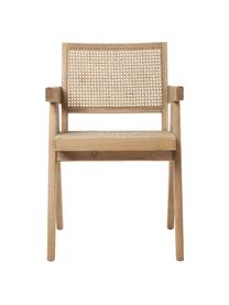 Krzesło z podłokietnikami z plecionką wiedeńską Sissi, Stelaż: lite drewno bukowe lakier, Rattan, jasne drewno dębowe, S 52 x G 58 cm