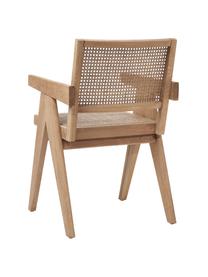 Chaise à accoudoirs en cannage Sissi, Rotin, bois de chêne laqué, larg. 52 x prof. 58 cm