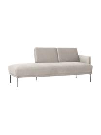 Zamatový šezlong s kovovými nohami Fluente, Zamatová béžová, Š 202 x H 85 cm, s operadlom napravo