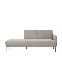 Zamatový šezlong s kovovými nohami Fluente, Zamatová béžová, Š 202 x H 85 cm, s operadlom napravo