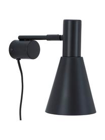 Verstelbare wandlamp Sia met stekker in mat zwart, Lampenkap: gepoedercoat metaal, Frame: gepoedercoat metaal, Zwart, D 23 x H 27 cm
