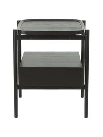 Nachttisch Libby mit Schublade aus Eichenholz, schwarz, Ablagefläche: Mitteldichte Holzfaserpla, Schwarz, B 49 x H 60 cm