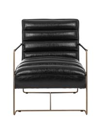 Fotel ze sztucznej skóry Brianna, Tapicerka: sztuczna skóra, Nogi: metal epoksydowany, Czarny, S 63 x G 74 cm