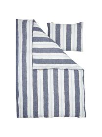 Dekbedovertrek Nautic Stripes, Weeftechniek: renforcé Draaddichtheid 1, Wit, beige, blauw, lichtblauw, 240 x 220 cm + 2 kussenhoezen 60 x 70 cm