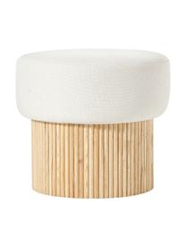 Pouf Nala mit Stauraum, Bezug: 100 % Polyester, Gestell: Holz, FSC-zertifiziert, Webstoff Cremeweiß, helles Holz, Ø 50 x H 44 cm