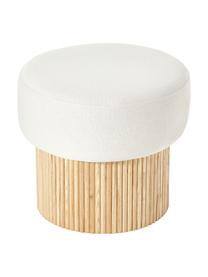 Pouf Nala mit Stauraum, Bezug: 100 % Polyester, Gestell: Holz, FSC-zertifiziert, Webstoff Cremeweiß, helles Holz, Ø 50 x H 44 cm