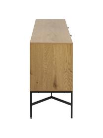 Dřevěná skříňka s žebrovanou přední stranou Jaipur, Dřevo, černá, Š 180 cm, V 70 cm