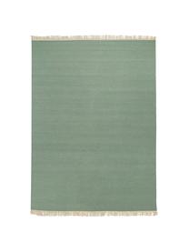 Tapis kilim en laine vert tissé main Rainbow, Pistache, larg. 140 x long. 200 cm (taille S)