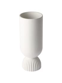 Vase Koralle mit Rippendetail, Steingut, Weiß, Ø 10 x H 25 cm