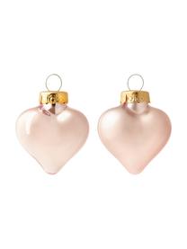 Weihnachtskugeln Evergreen in Herzform, 12 Stück, Rosa, B 5 x H 4 cm