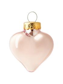 Weihnachtskugeln Evergreen in Herzform, 12 Stück, Rosa, B 5 x H 4 cm