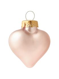 Weihnachtskugeln Evergreen in Herzform, 12 Stück, Rosa, B 5 x H 4 cm