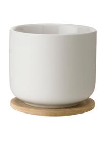 Kubek z pokrywką/podstawką Theo, Złamana biel, Ø 8 x W 8 cm, 200 ml