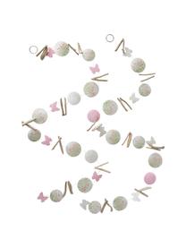 Handgemachtes Girlanden-Set Rosalie, 2-tlg., Capizmuscheln, bedruckt, Treibholz, Grün, Hellrosa, Weiß, Holz, Ø 7 x L 180 cm
