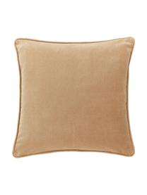 Jednofarebný zamatový poťah na vankúš Dana, 100 % bavlnený zamat, Svetlohnedá, Š 50 x D 50 cm