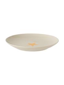 Piatto piano con stella dorata Star, Ceramica, Bianco latteo, dorato, Ø 25 cm