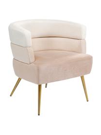 Samt-Sessel Sandwich im Retro-Design, Bezug: Polyestersamt, Beine: Metall, beschichtet, Samt Beige, B 65 x T 64 cm